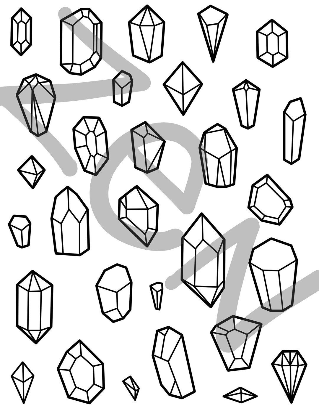 Crystal Pattern Printable Coloring Page, Adult Coloring Page, Crystal ...