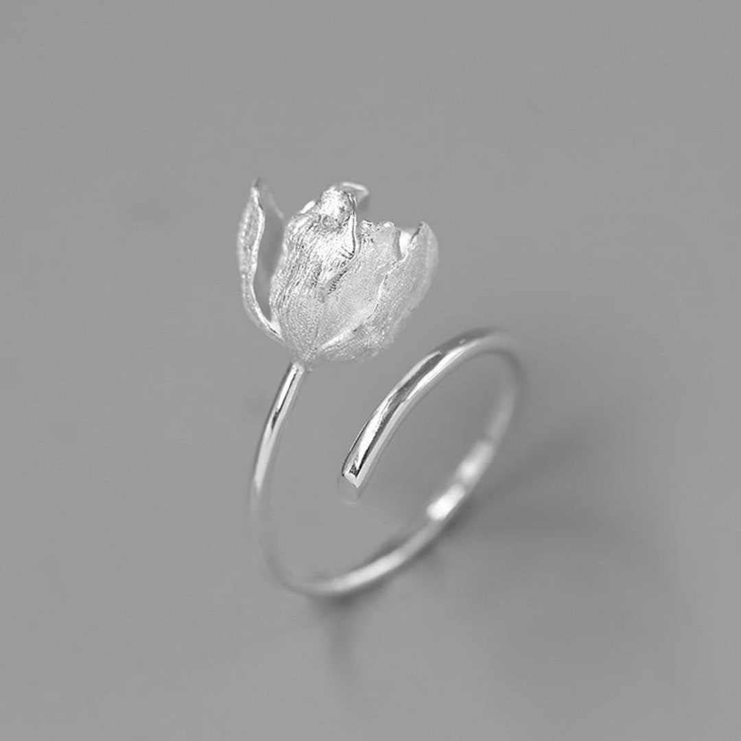 Tulip Ring in 925 Sterling Silver 18K Gold Plated Handmade Etsy