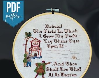 Behold the Field in Which I Grow My Fvcks Cross Stitch Pattern PDF - works with Pattern Keeper!