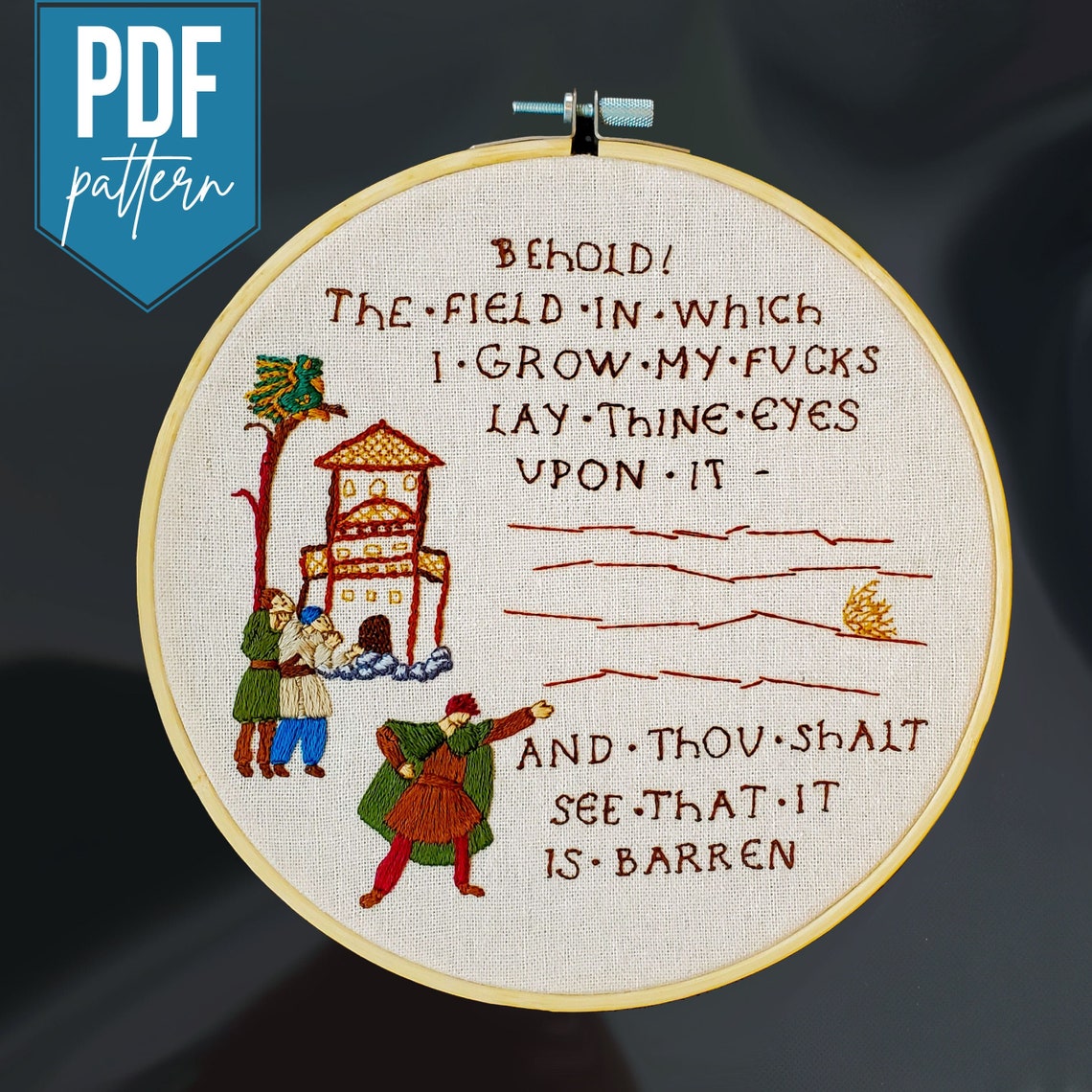 Behold the Field in Which I Grow My Fvcks Embroidery Pattern - Etsy