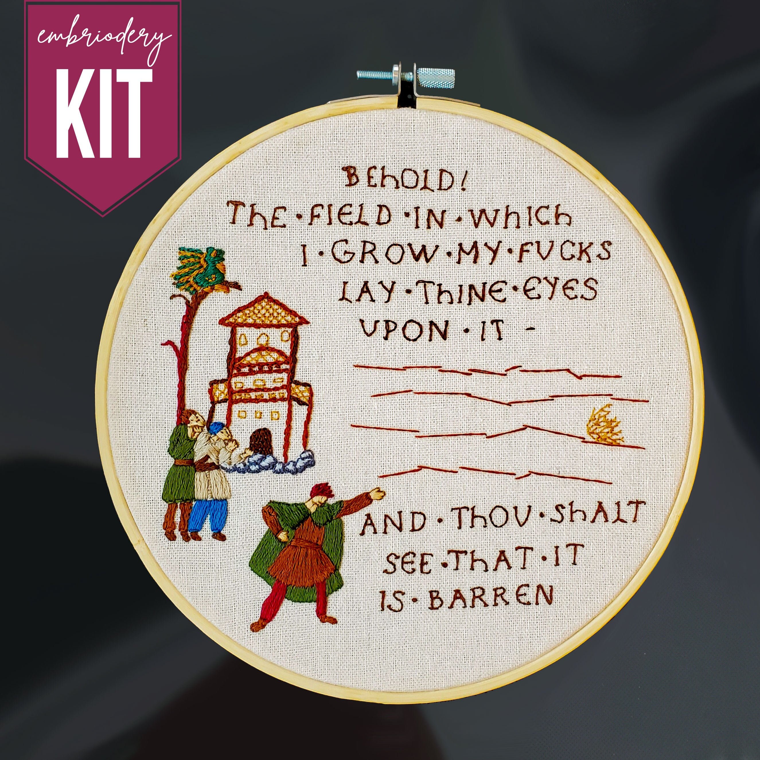 Behold The Field In Which I Grow My Fucks Embroidery Hoop Kit Caution Behold the field in which i grow my fucks embroidery hoop kit caution