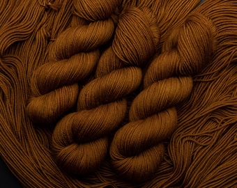 Deep Copper- Hand Dyed, Superwash Merino Wool Yarn 115g,  DK or Worsted Weight, 100% Merino knitting yarn