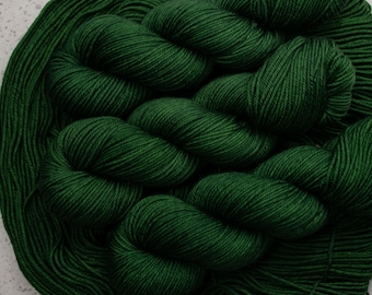 Forest for the Trees-Hand dyed, Superwash Merino Yarn, 115g, Hand Dyed DK or Worsted, deep green