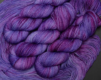 Sugar Plum-Hand Dyed Superwash Merino Yarn 115g, DK or Worsted Weight, Alberta Canada, purple, magenta