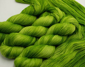 In a Pickle- 115g Superwash Merino Sock, 80/20 merino/nylon, 420 yards- Hand dyed in Alberta Canada- Spruce, Lime, Avacado