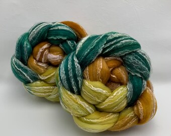 Willow- 115 g Merino Bamboo Combed Top, 70/30 blend, Non-Superwash- hand dyed in Alberta Canada