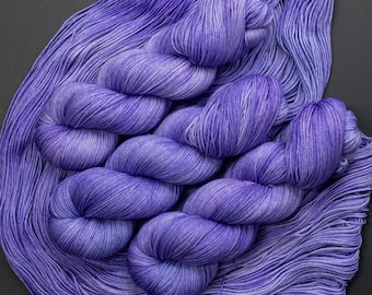 Lavender Sky- 115g Superwash Merino sock yarn, 80/20 wool/nylon, 420 yards-Hand dyed in Alberta Canada- purple yarn, ready to ship