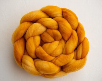 CLEARANCE- Autumn Sun- 115g Merino Top Spinning & Felting Fibre- Untreated, Extra Fine 19.5 micron- hand dyed in Alberta Canada