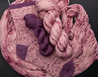 Romance Sock Yarn Set: Superwash Merino Wool, Pink & Plum