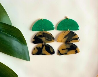 Kay Faux Tortoise Polymer Clay Earrings | Statement Earrings