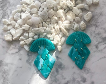 Giselle Polymer Clay Earrings | Turquoise Statement Earrings