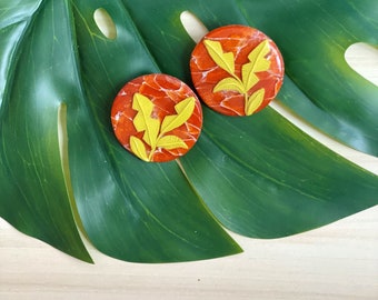 Botanist Polymer Clay Stud Earrings | Gold Plated, Lightweight