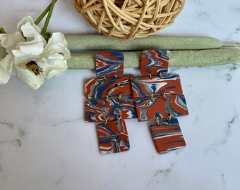 Marbled Polymer Clay Dangle Earrings | Statement Jewelry