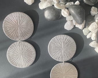 Starburst Polymer Clay Earrings | Silver Plated, Statement Jewelry
