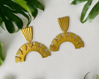 Handmade Gold Plated Polymer Clay Statement Earrings