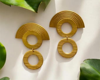 Handmade Polymer Clay Statement Earrings | Gold Plated, Lightweight
