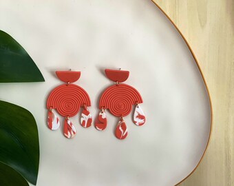 Handmade Polymer Clay Dangle Earrings | Gold Plated, Lightweight