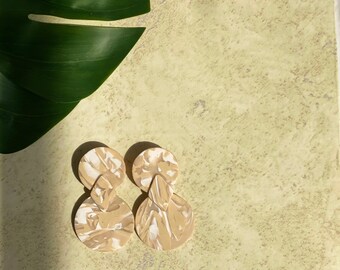 Handmade Latte Polymer Clay Earrings | Gold Plated, Stainless Steel