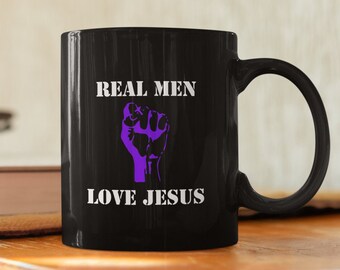 Real Men Love Jesus Ceramic Coffee Mug, Gifts For Christians, Funny Religious Gift, Gifts for him, Mugs With Sayings, Jesus Ceramic Cup