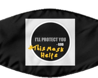 I'll Protect You -God This Mask Helps Funny Christian Adult Face Mask, Mask With Sayings, Religious Mask, Jesus Face Mask, Gift For Him