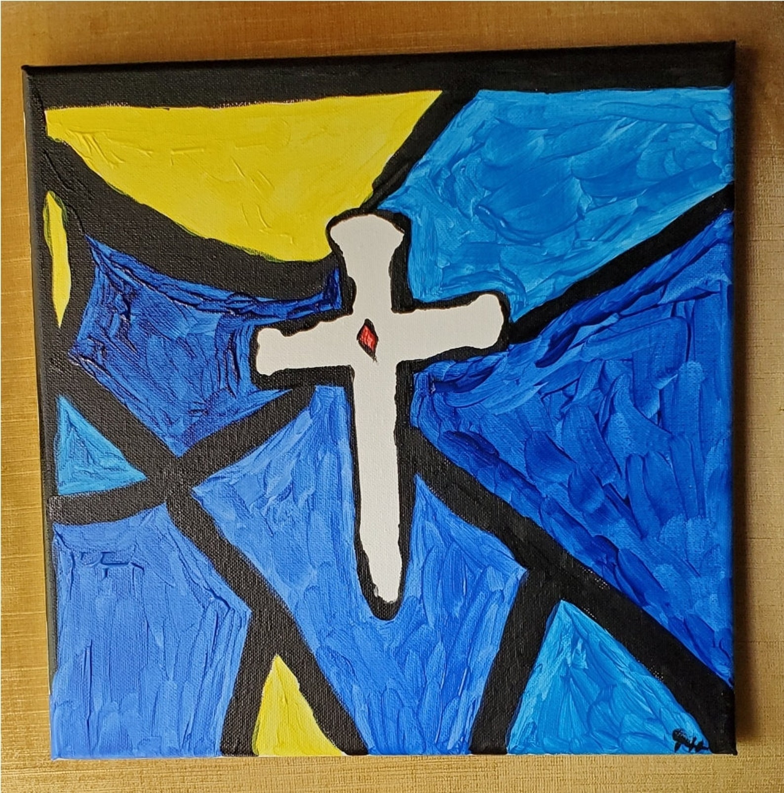 The Cross Acrylic Painting on Canvas Etsy.de