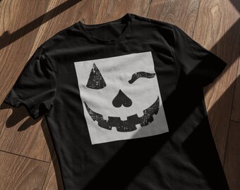 Funny Pumpkin Face Halloween Short-Sleeve Unisex T-Shirt, Halloween Clothing, Spooky T-Shirts, Fall Shirts, Cute Pumpkin Tee