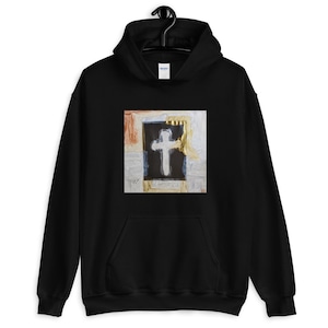 Silver & Gold Cross Christian Painting Unisex Hoodie, Christian Hoodie, Religious Sweatshirt, Hooded Sweatshirt, Cross Hoodie, Jesus, God
