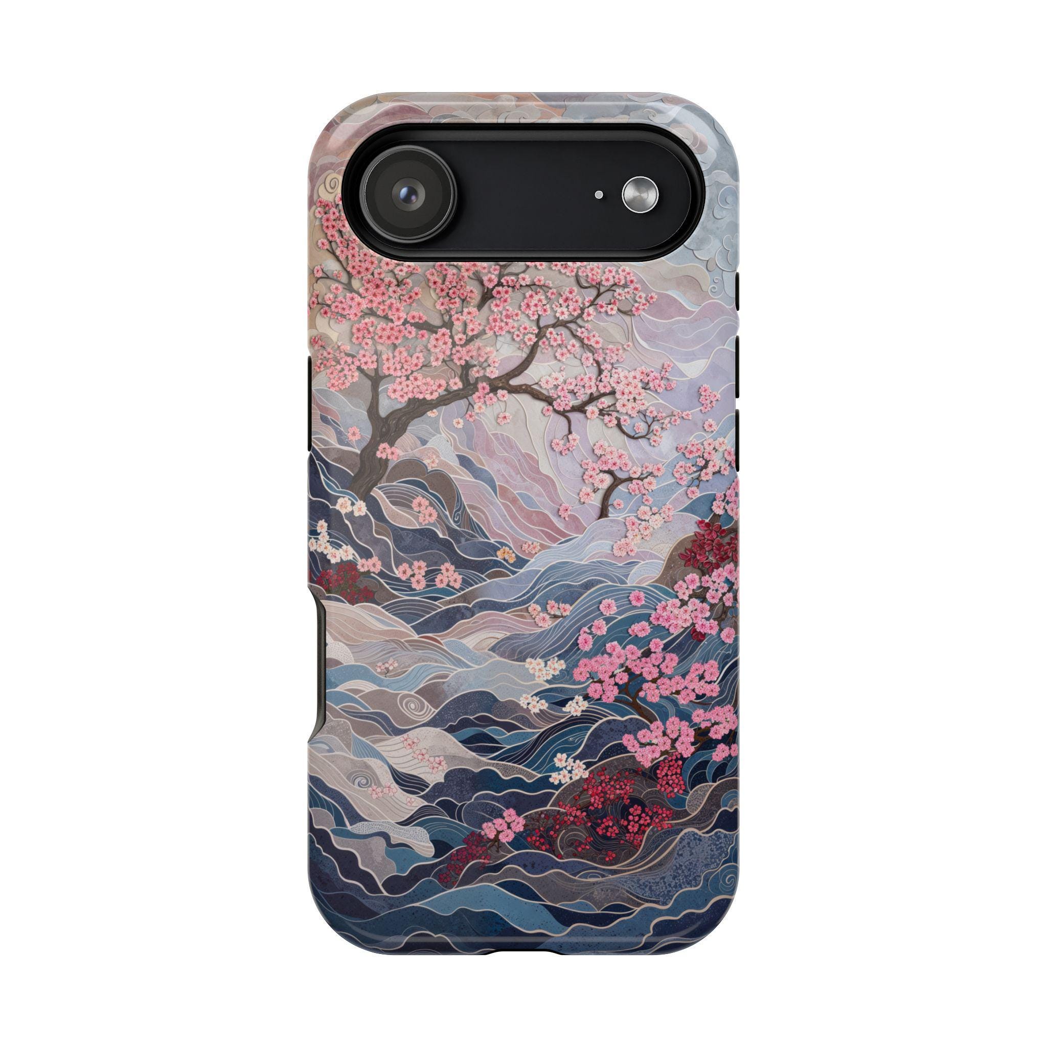 Japanese Cherry Blossom Magsafe iPhone Case, Wireless Charge Cover