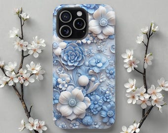 Floral MagSafe iPhone Case, Magnetic Charge Cover, 3D Flower Aesthetic, Compatible with iPhone 17 Pro Max, 16, 15, 14, 13 Gift for Her