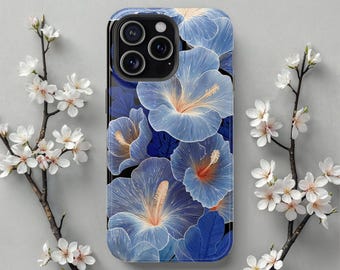Tropical Hibiscus iPhone MagSafe Case, Elegant Flowers Magnetic Charge Cover, Floral Phone Casing iPhone 17 Pro Max 16 15 14 13 Gift for Her