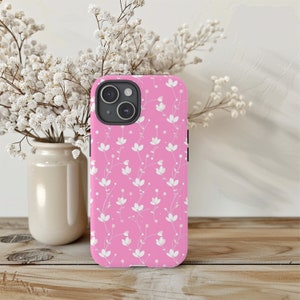 Stevig telefoonhoesje met roze bloembladpatroon - schokbestendige telefoonhoes voor iPhone 16 Pro Max, Galaxy Quest, pixeltelefoons, cadeau voor haar