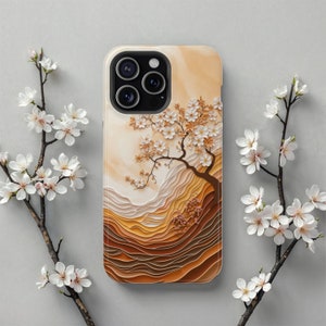Autumn Blossom Wave MagSafe iPhone-hoesje, cover draadloos opladen, herfst herfstbehuizing, iPhone 16 Pro Max tot iPhone 13, cadeau voor haar