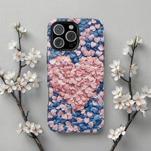 MagSafe iPhone-hoesje Valentine Hearts | Telefoonhoesje met schattige Valentijnsdag bloemblaadje voor iPhone 16, 15, 14, 13 | Cadeau voor vriendin of haar