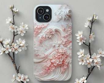 Etui MagSafe na iPhone'a Sakura Blossoming Wave, pasuje do iPhone'a 17 Pro Max i iPhone'a 13, prezent dla niej z motywem kwitnącej wiśni, bezprzewodowa osłona ochronna