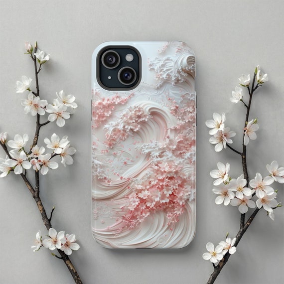 Sakura Blossoming Wave Magsafe iPhone Case, Fits iPhone 17 Pro Max