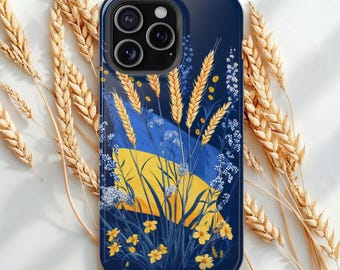 MagSafe iPhone-skal med ukrainskt vete och vildblommor, skyddande telefonfodral, iPhone 17 Pro Max till iPhone 13, Ukraina presentidé