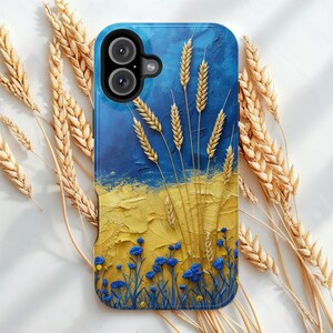 Funda MagSafe para iPhone con motivos ucranianos, compatible con iPhone 17 Pro Max a iPhone 13, funda ucraniano-eslovaca para iPhone con trigo y flores, regalo para ella.