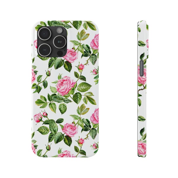 Pink Rose Garden Slim iPhone Case Floral Design for Classic Elegance Fits iPhone 15 - iPhone 7 Perfect Gift for Her
