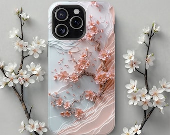 Sakura Wave MagSafe iPhone-skal, premiumladdningsfodral för iPhone 18 Pro Max 17 16 15 14 13 Galaxy Quest 26, skyddande skal i körsbärsblommor