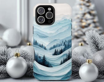 Snowy Mountain MagSafe Case, Winter Pine Forest iPhone Casing for 17 16 15 14 13 12 Pro Max,Magnetic Charge Casing, Nature Lover Gift