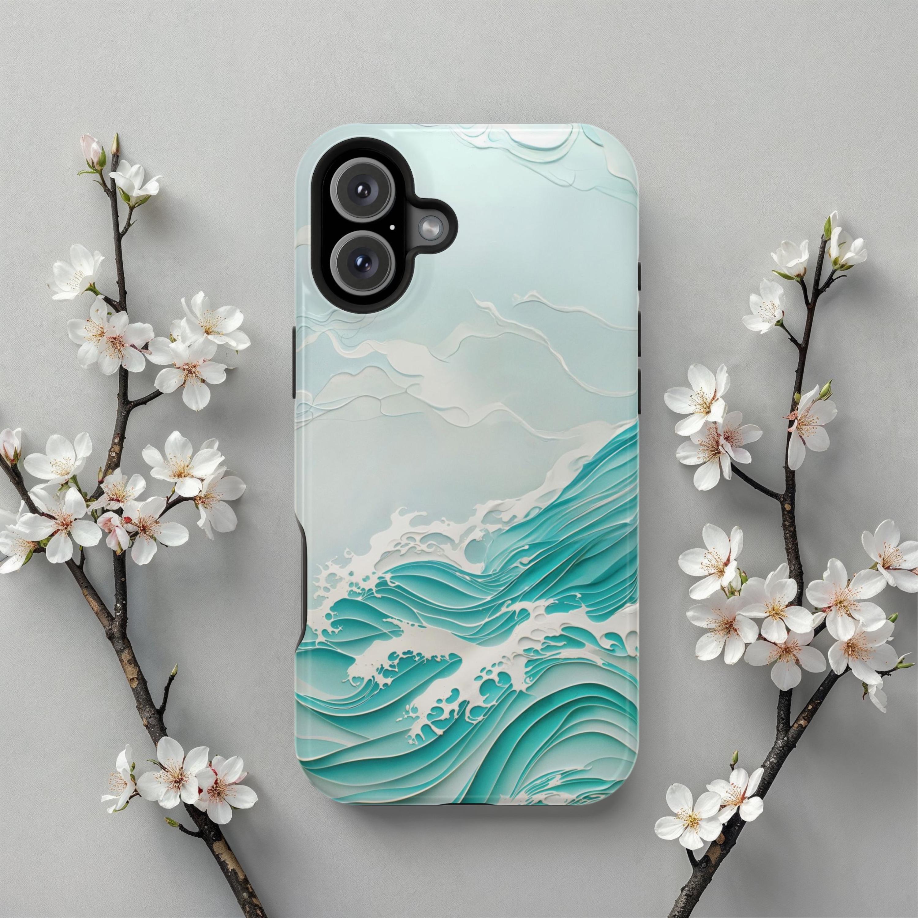 Aqua Ocean Wave iPhone Case, Magsafe Compatible With iPhone 17 Pro