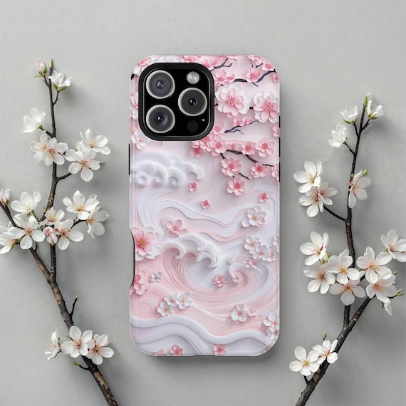 Pink Sakura Wave Magsafe iPhone Case, Compatible With iPhone 17