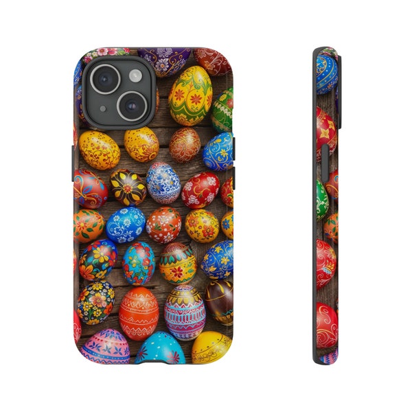 Ukrainian Pysanky Easter Eggs Case, Pysanka Egg Cover for iPhone 15/14/13/12/11, Galaxy S23, Google Pixel 7, Tough Protective Phone Cover
