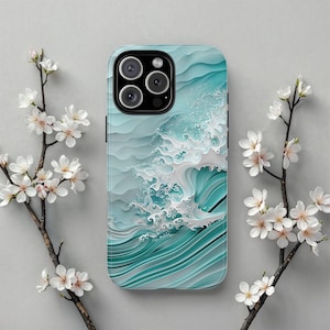 Ocean Waves MagSafe iPhone Case, Compatible with iPhone 17 Pro Max to iPhone 13, Abstract Sea Wave Phone Cover, Gift for Him or Her