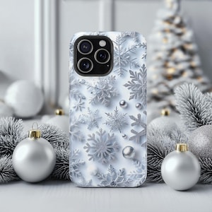 Snowflake MagSafe iPhone Hülle, passend für iPhone 16, 15, 14, 13, MagSafe Ladekabel, Winter Schutzhülle, Weihnachtsgeschenk für Sie