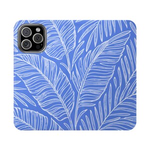 Tropical Palm Leaf Flip Phone Case, Faux Leather Wallet for iPhone & Galaxy, Card Holder Folio, Coastal Floral Gift Idea, Botanical Gift