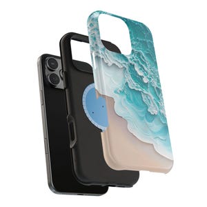 Funda MagSafe con diseño de olas de playa para iPhone / Regalo con estética playera / Funda con carga magnética / Compatible con los modelos iPhone 17, 16, 15, 14 y 13 imagen 2