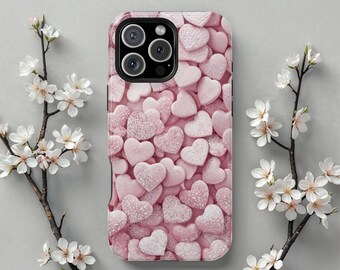 Custodia MagSafe per iPhone Sweetest Pink Heart Confection, dolce caramella per iPhone 14, 15, 16 e 17, regalo di San Valentino per lei