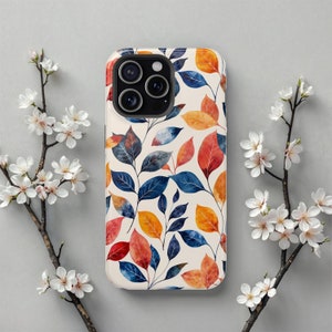 MagSafe iPhone-hoesje met herfstpatroon, behuizing voor draadloze oplader, herfstbladcover, past op iPhone 16 tot en met iPhone 13. Herfstcadeau voor haar