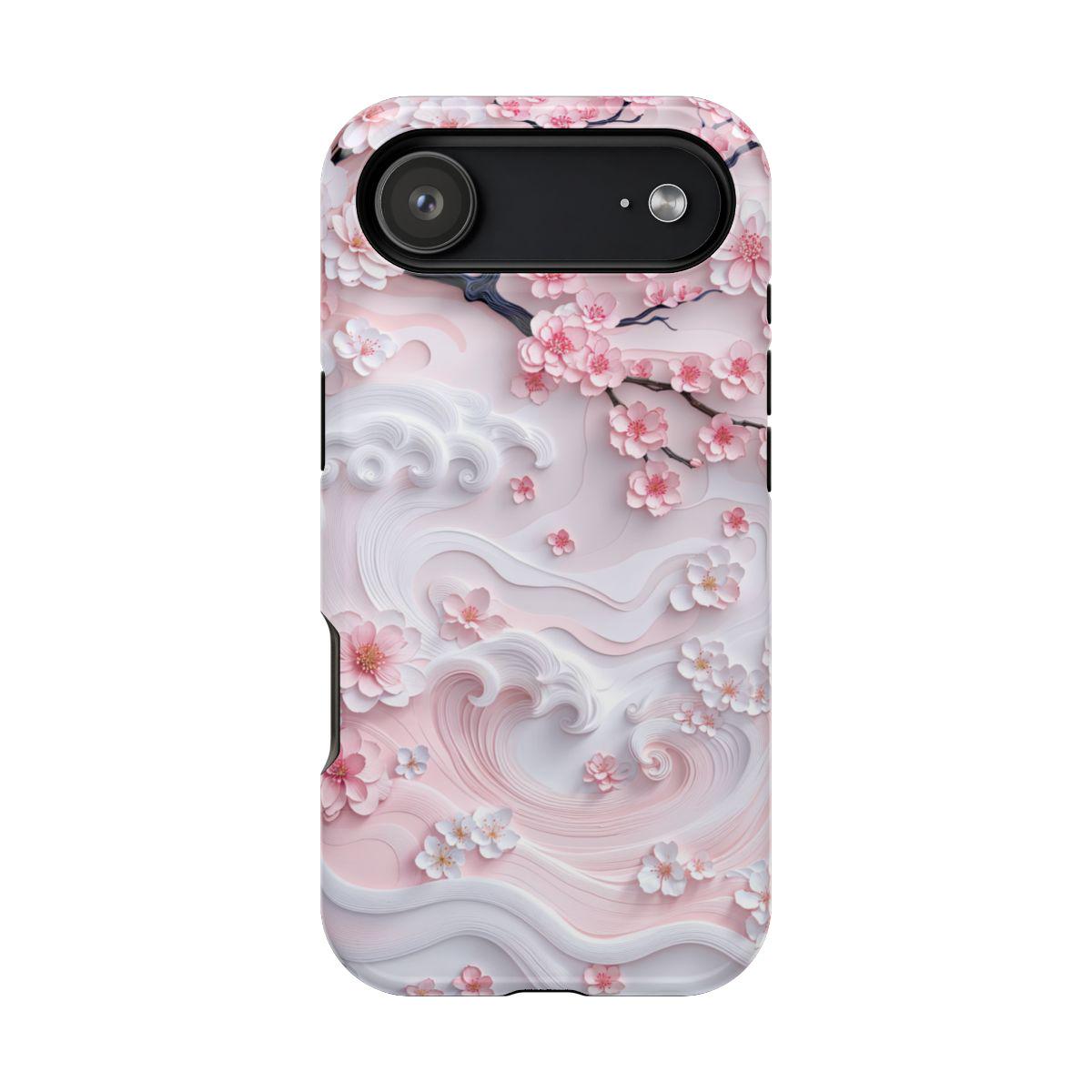Pink Sakura Wave Magsafe iPhone Case, Compatible With iPhone 17